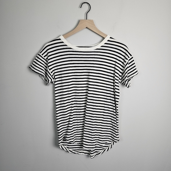 Madewell Whisper Cotton Rib-Crewneck Tee in Bridgewater Stripe XS - Picture 9 of 10